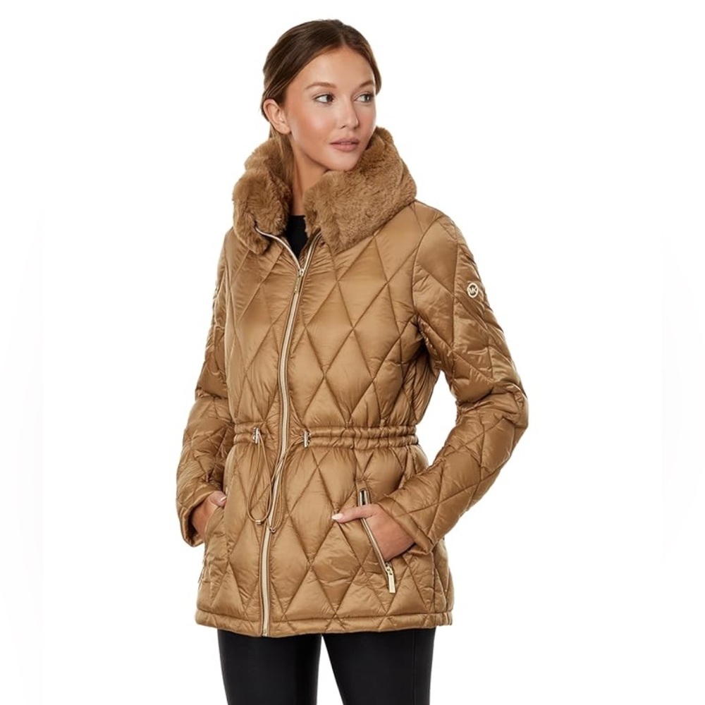 Michael Kors Quilted Jacket with Faux Fur Collar